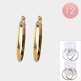 12PAIRS - Metal Hoop Earrings
