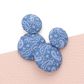 Paisley Printed Denim Circle Earrings