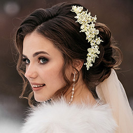 Stone Embellished Flower Leaf Cluster Vine Wrap Headpiece