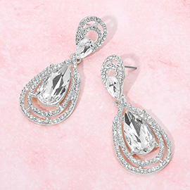 Teardrop Stone Dangle Evening Earrings