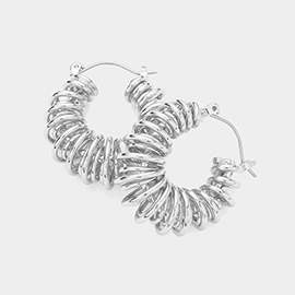 Metal Coil Hoop Pin Catch Earrings