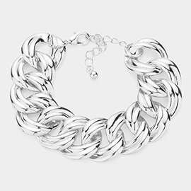 Chunky Textured Metal Chain Bracelet