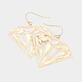 Metal Brass Diamond Filigree Dangle Earrings