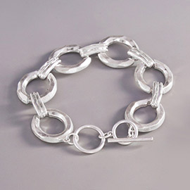 Textured Metal Chain Link Toggle Bracelet