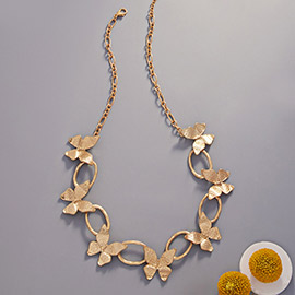 Metal Butterfly Link Necklace