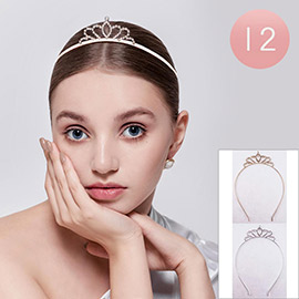 12PCS - Rhinestone Paved Princess Tiara