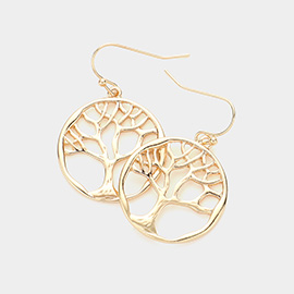 Metal Tree Of Life Dangle Earrings