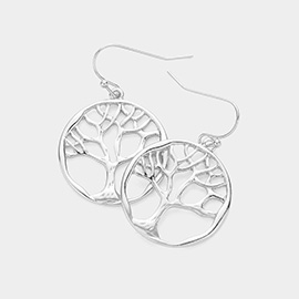 Metal Tree Of Life Dangle Earrings