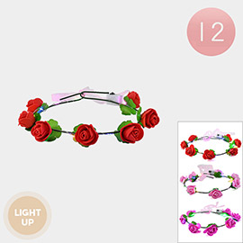 12PCS - Light Up Rose Headband / Crown