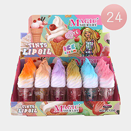 24PCS - Ice Cream Cone Glittered Lip Oils