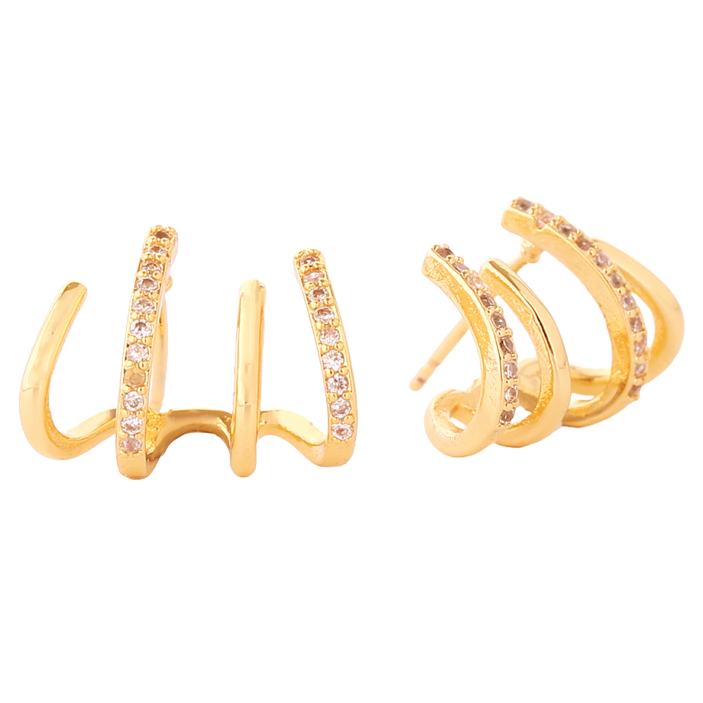 14K Gold Dipped Quadruple C Hoop Earrings
