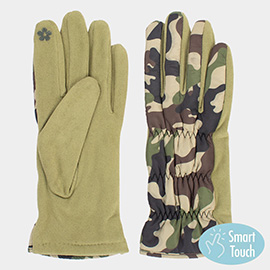 Camouflage Puffer Smart Touch Gloves