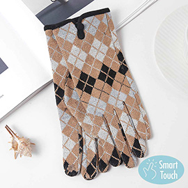 Square Plaid Pattern Smart Touch Gloves