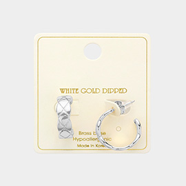 White Gold Dipped Metal Hoop Earrings