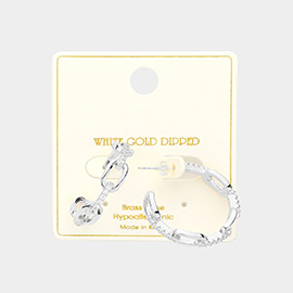 White Gold Dipped Chain Link Hoop Earrings