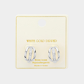 White Gold Dipped Daily Mixed Triple Hoop Earrings