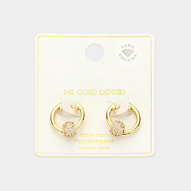 14K Gold Dipped CZ Stone Paved Duo Hoop Huggie Earrings