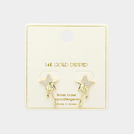 14K Gold Dipped Stone Paved Star Stud Earrings