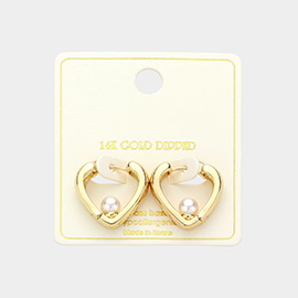14K Gold Dipped Love Pearl Huggie Earrings