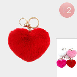 12PCS - Fuzzy Heart Keychains