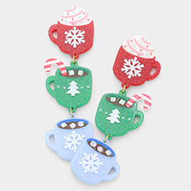 Resin Christmas Holiday Drink In Mug Link Dropdown Earrings