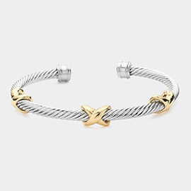 Metal Crisscross Cuff Bracelet