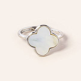 Gold Dipped Mother of Pearl Quatrefoil Ring