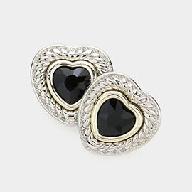 Heart Stone Pointed Stud Earrings