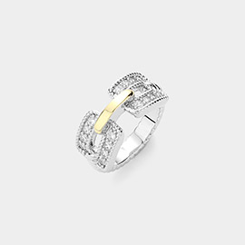 Two Tone CZ Stone Paved Ring