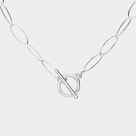 Paper Clip Metal Toggle Necklace