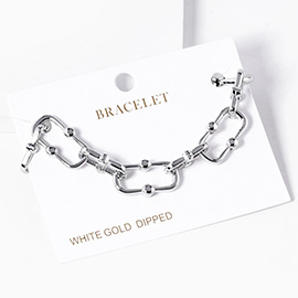 White Gold Dipped Hardware Metal Chain Bracelet