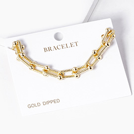 Gold Dipped Hardware Textured Metal  Chain Bracelet