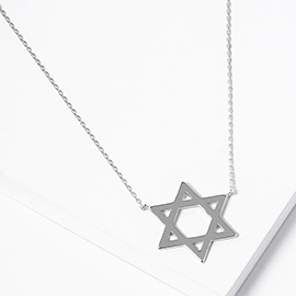 White Gold Dipped Star Of David Pendant Necklace