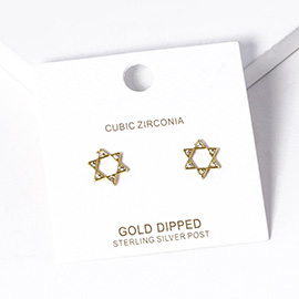 Gold Dipped Stone Pointed Star Of David Stud Earrings