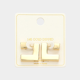 14K Gold Dipped Square Metal Hoop Earrings