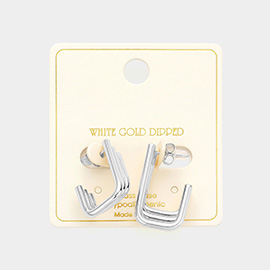 White Gold Dipped Geometric Hoop Earrings