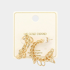 14K Gold Dipped Metal Ring Link Metal Hoop Earrings
