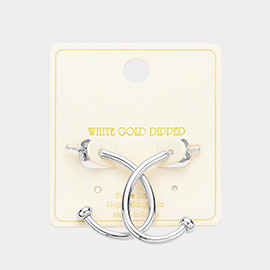 White Gold Dipped Half Hoop Earrings