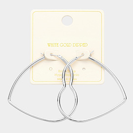 White Gold Dipped Heart Hoop Pin Catch Earrings