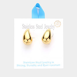 18K Gold Dipped Stainless Steel Curved Teardrop Earrings