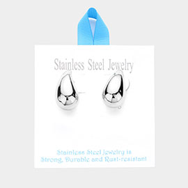 Stainless Steel Curved Teardrop Earrings