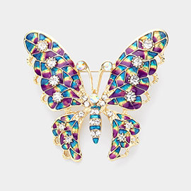 Rhinestone Butterfly Pin Brooch