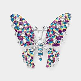 Rhinestone Butterfly Pin Brooch