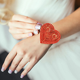 Rhinestone Pave Heart Adjustable Evening Bracelet