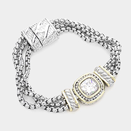 Square CZ Stone Magnetic Bracelet