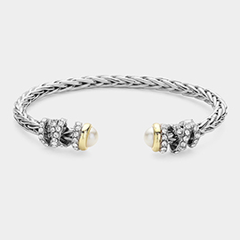 Pearl Stone Tip Cuff Bracelet