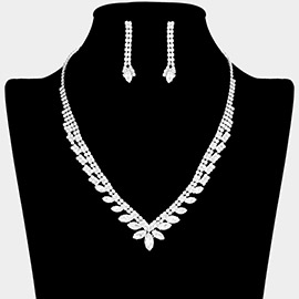 Marquise Stone Accented Rhinestone Paved Necklace