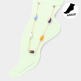 Rectangle Faceted Beads Station Anklet