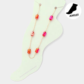 Rectangle Faceted Beads Station Anklet