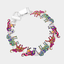 Enamel Colorful Elephant Magnetic Bracelet